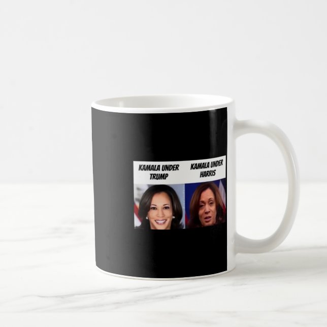Taza De Café Kamala Harris bajo la fama de Trump (Derecha)