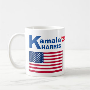 Taza De Café Kamala Harris con bandera americana