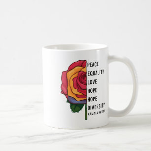 Taza De Café Kamala Harris Peace Love Equality Hope Diversidad