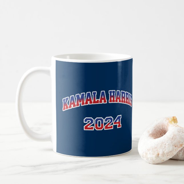 Taza De Café Kamala Harris Por El Presidente 2024 (Con donut)