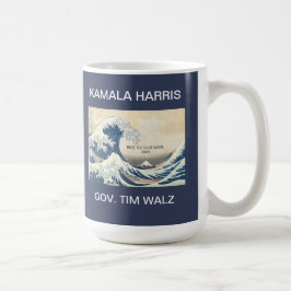TAZA DE CAFÉ KAMALA HARRIS TIM WALZ OLA AZUL 2024