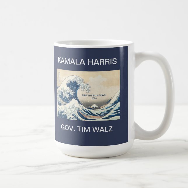 TAZA DE CAFÉ KAMALA HARRIS TIM WALZ OLA AZUL 2024 (Derecha)