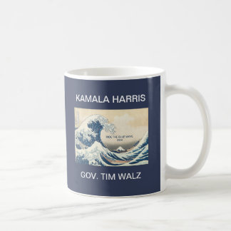TAZA DE CAFÉ KAMALA HARRIS TIM WALZ OLA AZUL 2024