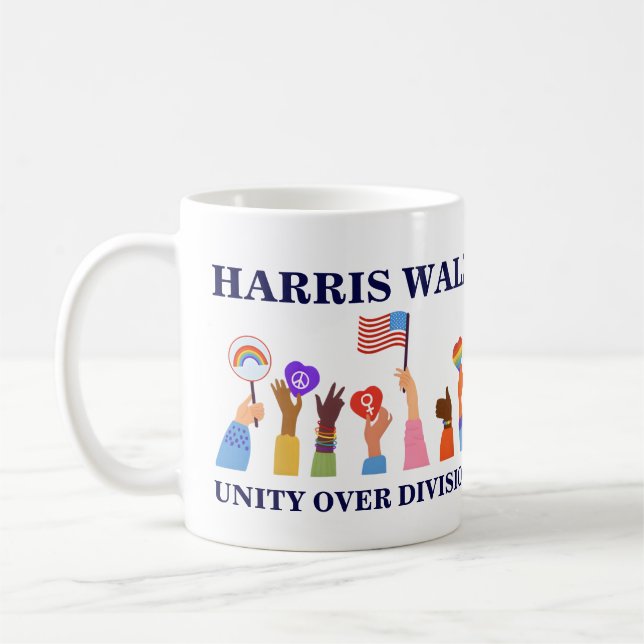 Taza De Café Kamala Harris Tim Walz Unidad por la división (Izquierda)