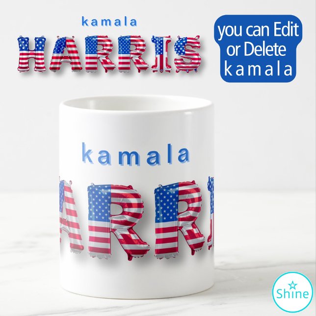 Taza De Café Kamala Harris USA Bandera Balón Alfa Elecciones (Subido por el creador)