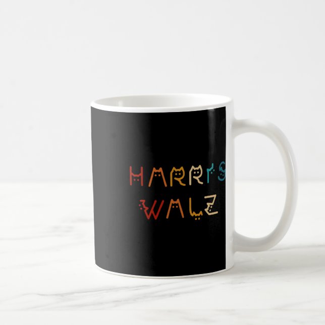 Taza De Café Kamala Harris Walz Waltz 2024 Cat Lettering PoĂ (Derecha)