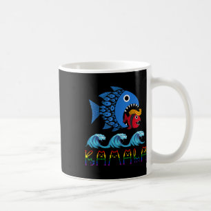 Taza De Café Kamala por Trump Ola Azul Gran Pescado Coma Pequeñ