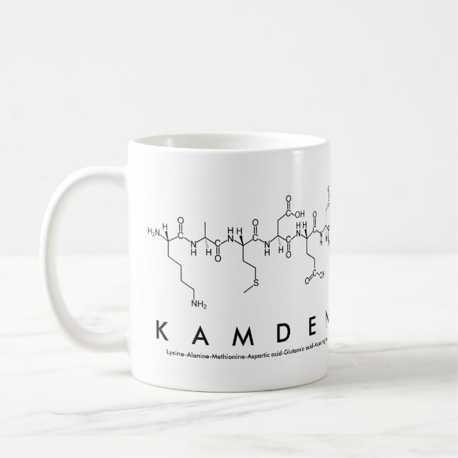 Taza De Café Kamden peptide name mug (Izquierda)