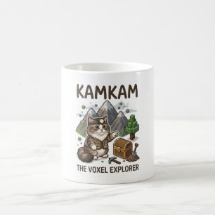 Taza De Café KAMKAM El Explorador de Voxel Gamer Divertido Gato