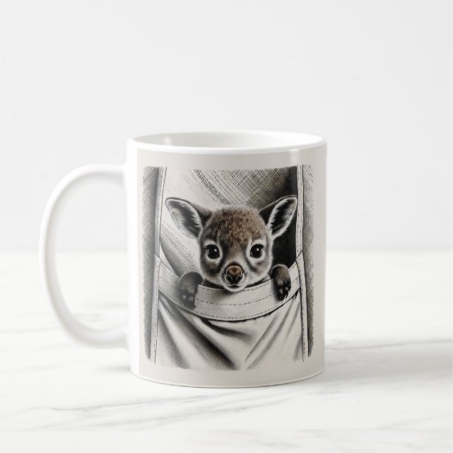 Taza De Café Kangaroo Mug, el diseño de un bebé chiflado (Izquierda)