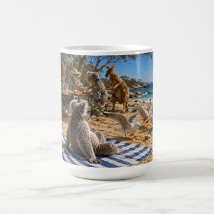 Taza De Café Kanguroos y Koalas Barbacoa en la Playa