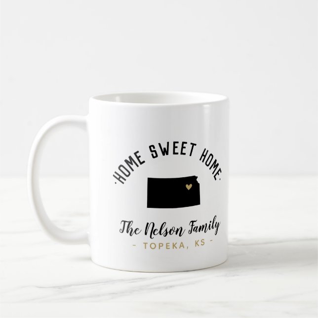 Taza De Café Kansas Hogar Dulce Familia Monograma Mug (Izquierda)