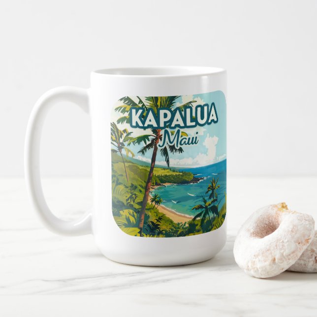 Taza De Café Kapalua Maui Hawaii Bay Beach Retro (Con donut)