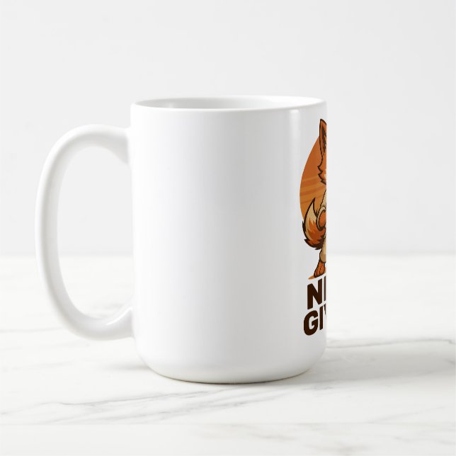 Taza De Café Karate Fox - Never Give Up Motivational japanese  (Izquierda)
