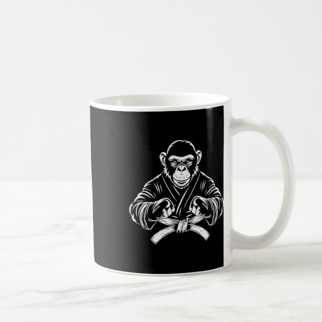 Taza De Café Karate Monkey Drawing Kickboxing Jiu-jitsu Mma Mar (Derecha)