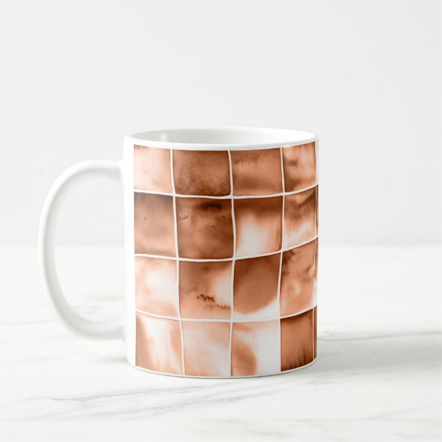Taza De Café Kariertes Aquarellmuster  (Izquierda)