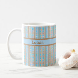 Taza De Café Karomuster blau braun grau