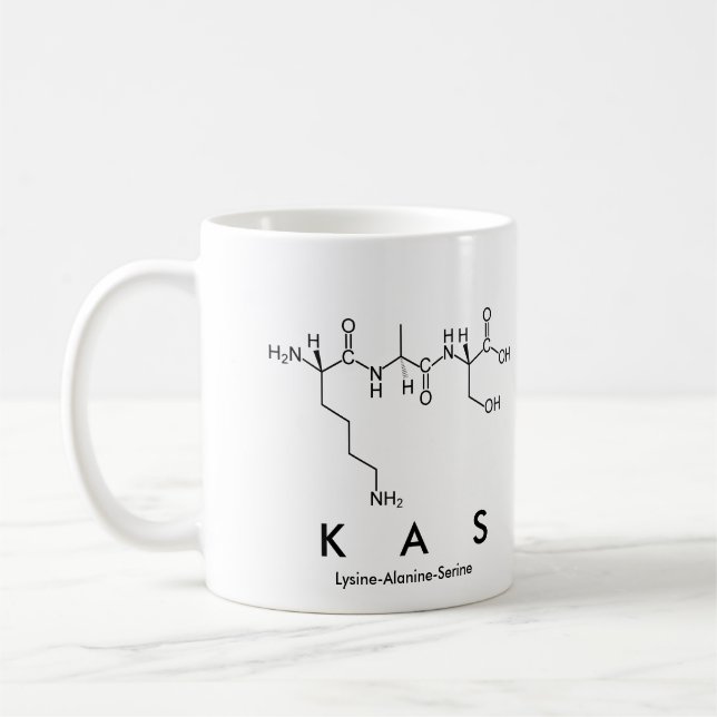Taza De Café Kas peptide name mug (Izquierda)