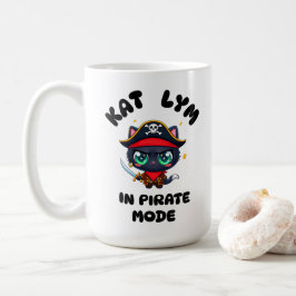 Taza De Café Kat Lym Cute Black Cat Pirate Art