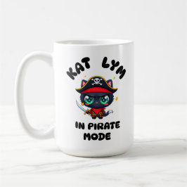 Taza De Café Kat Lym Cute Black Cat Pirate Art