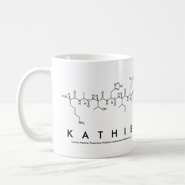 Taza De Café Kathie peptide name mug (Izquierda)