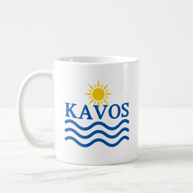 Taza De Café KAVOS Corfu Grecia, ondas solares (Izquierda)