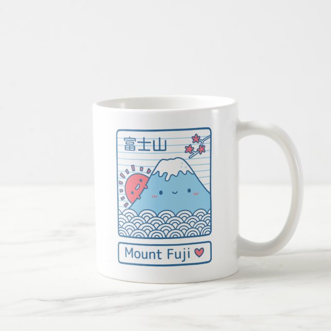 Taza De Café Kawaii ama el doodle japonés del Monte Fuji (Derecha)