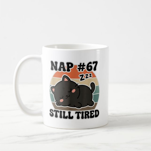 Taza De Café Kawaii Anime Cat NAP 67 Quote 6 7 Meme Graphic Tee (Izquierda)