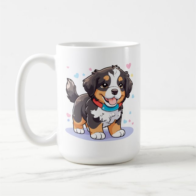 Taza De Café Kawaii Bernese Puppy, Cute Berner Pup (Izquierda)