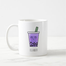 Taza De Café Kawaii Bubble Tea Boba Taro Ube Purple Yam Name