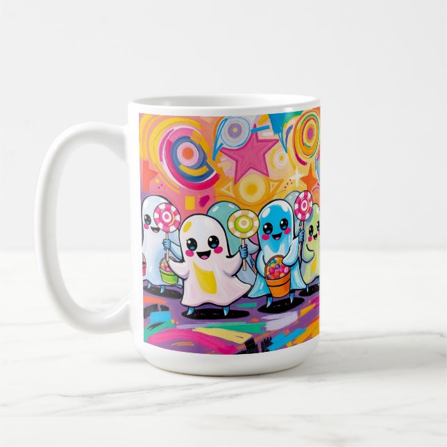 Taza De Café Kawaii Candy Parade Colorido Personalizado (Izquierda)