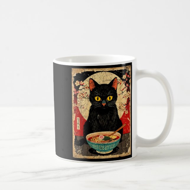 Taza De Café Kawaii Cat Eating Ramen Noodles Funny Anime Gift G (Derecha)