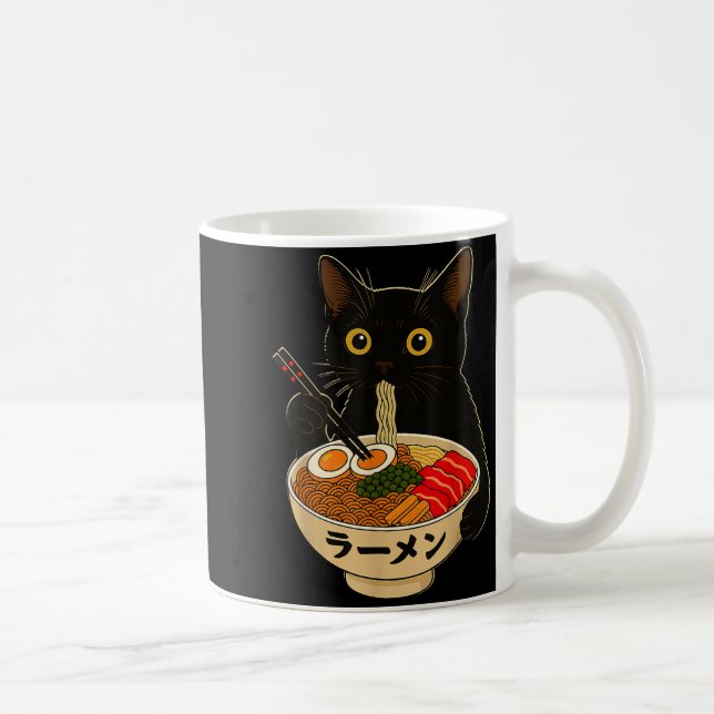 Taza De Café Kawaii Cat Eating Ramen Noodles Funny Anime Gift G (Derecha)
