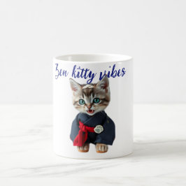 Taza De Café 😻 Kawaii Cat in Blue Kimono - Japanese Style Art