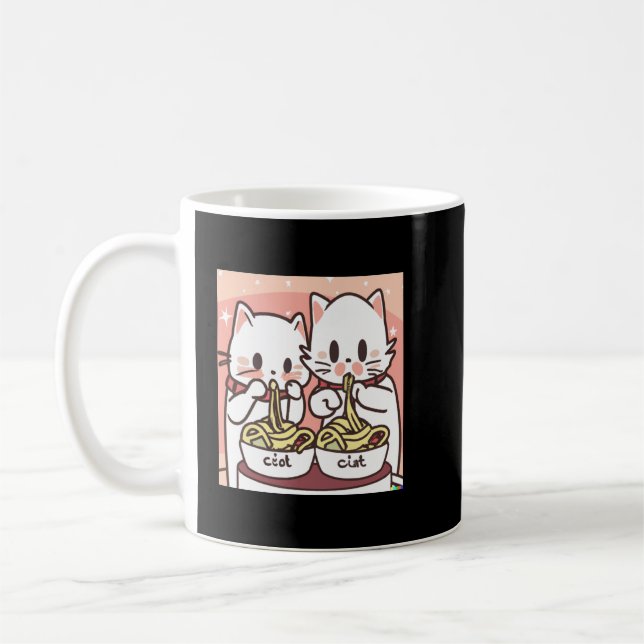Taza De Café Kawaii Cat Pho Soup Noodle Asiático Amante de la c (Izquierda)
