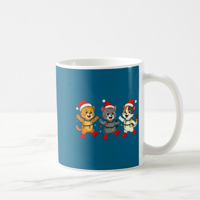 Taza De Café Kawaii Cats Santa Hat Dancing Lights Christmas Dan (Derecha)