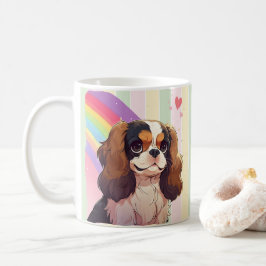 Taza De Café Kawaii Cavalier Rey Charles Pastel Arcoiris
