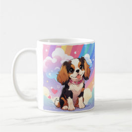 Taza De Café Kawaii Cavalier Rey Charles Pastel Arcoiris