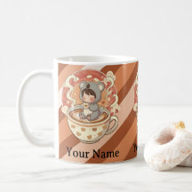 Taza de café kawaii chibi koala cafeína matutina