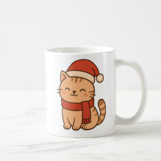 Taza De Café Kawaii Christmas Cat with Scarf