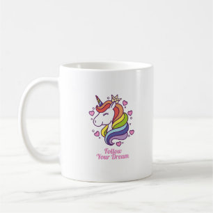 Taza De Café Kawaii coloridos sueños de unicornio arcoiris