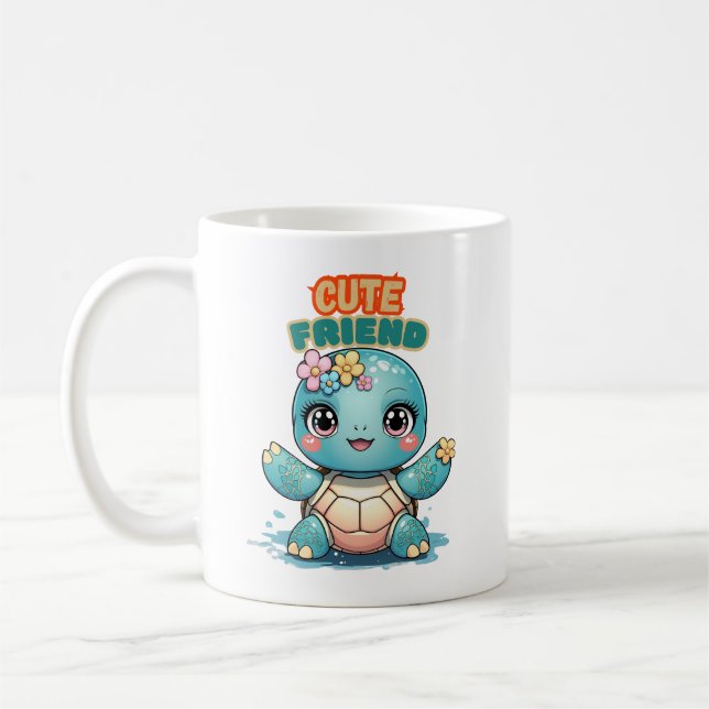 Taza De Café Kawaii Cute Baby Turtle Mug (Izquierda)