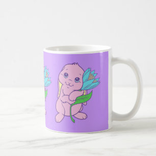 Taza De Café Kawaii Cute Cartoon Bunny Conejo Flor