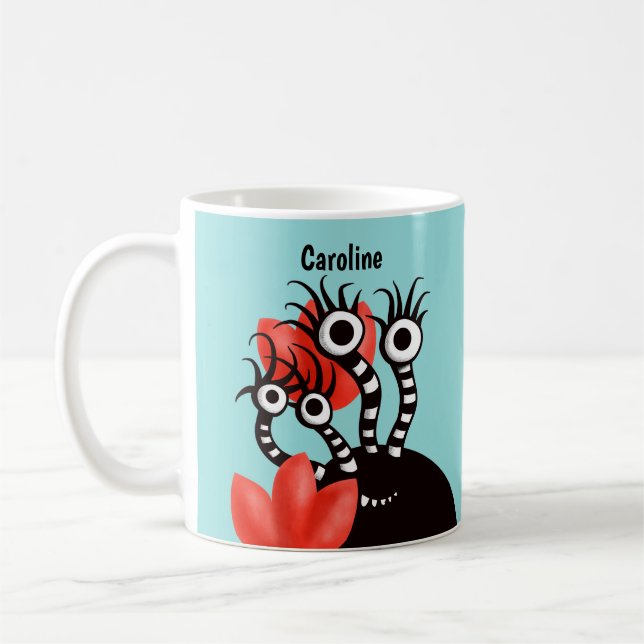 Taza De Café Kawaii Cute Monster Kids Nombre (Izquierda)
