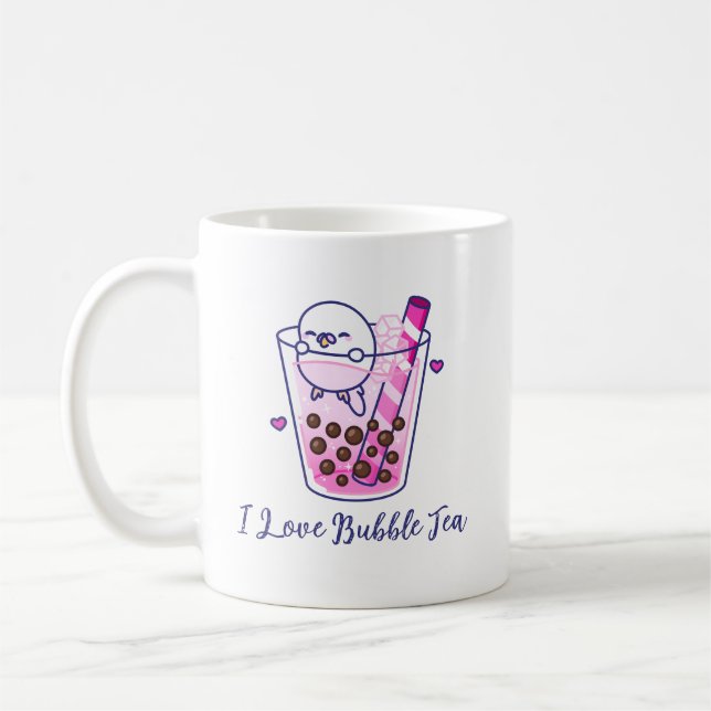Taza De Café Kawaii Cute Pastel Bugie Boba Bubble Tea (Izquierda)