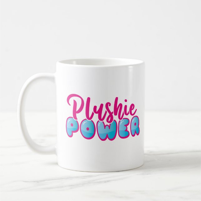 Taza De Café Kawaii Cute Pink Blue Plushie Power (Izquierda)