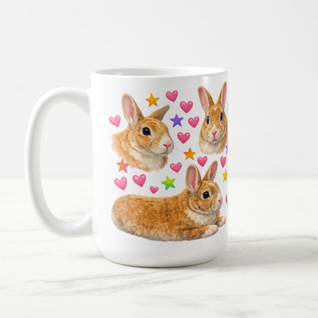Taza De Café kawaii cute y2k rainbow rabbit bunny (Izquierda)
