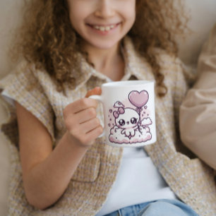 Taza De Café Kawaii Cutie con un globo cardíaco