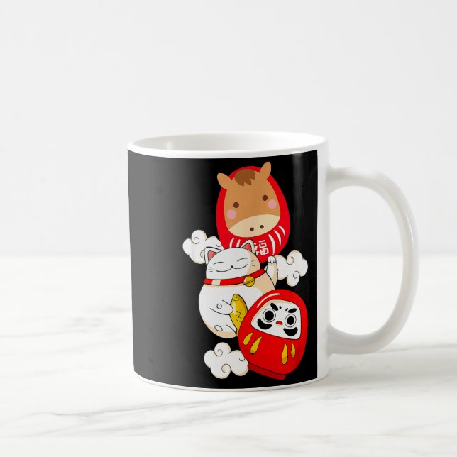 Taza De Café Kawaii Daruma Japanese New Year 2026 Year Of The H (Derecha)