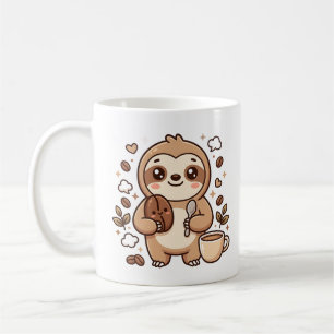 Taza de café Kawaii de frijol de perezoso